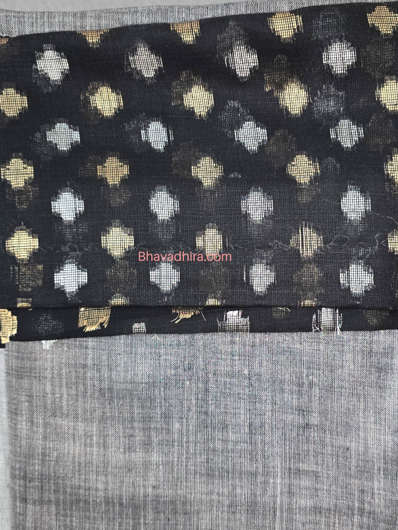 Linen Sarees Linen Black Saree