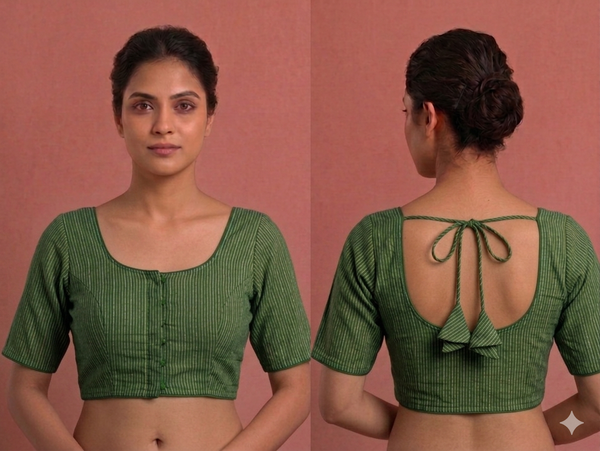 Princess cut Readymade blouse - Liling cotton Mehandi green