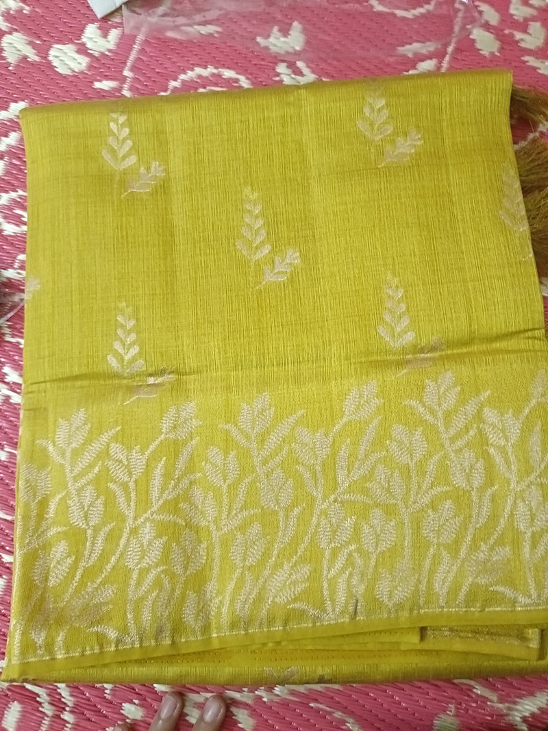 Mustard yellow tussar saree