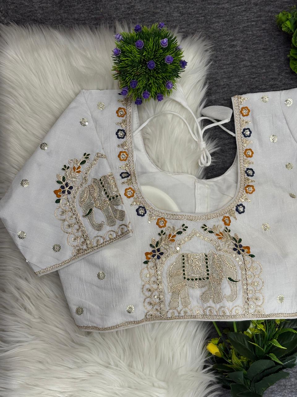Designer readymade blouse - White