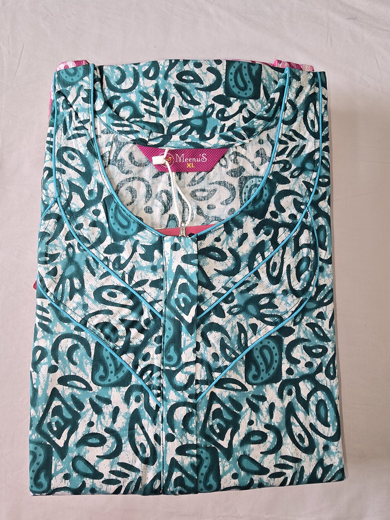 Meenu's Lotus cotton nighty green XL