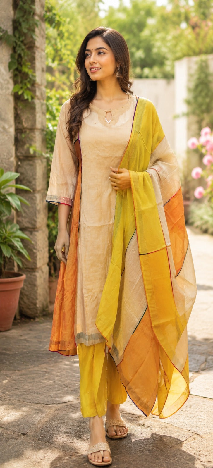 Pastel Beauty - Pure Mul Cotton Anarkali Kurti set