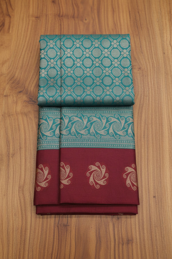 Kota thread silk cotton saree - Maroon and Green Chakras