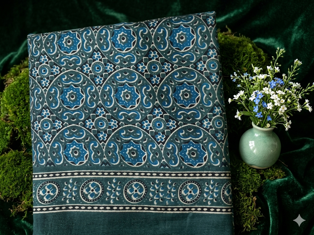 Printed Art silk saree with attached blouse