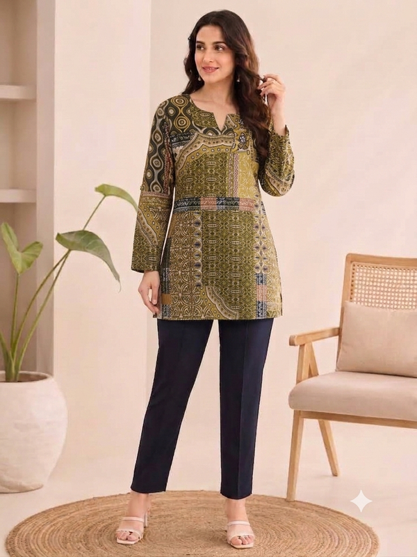 Olive Heritage Printed Tunics