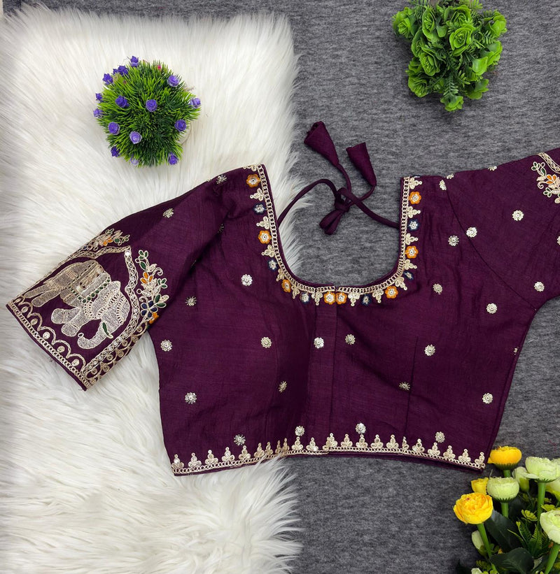 Designer readymade blouse - Wine red