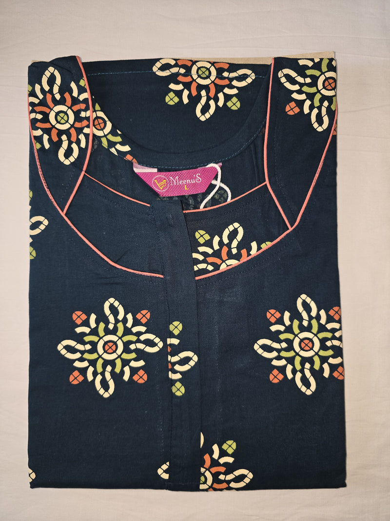 Meenu's Lotus Cotton nighty Blue L