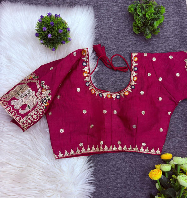 Designer readymade blouse - Dark Pink