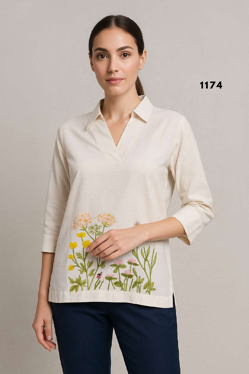 Khadhi cotton crop top with embroidery work