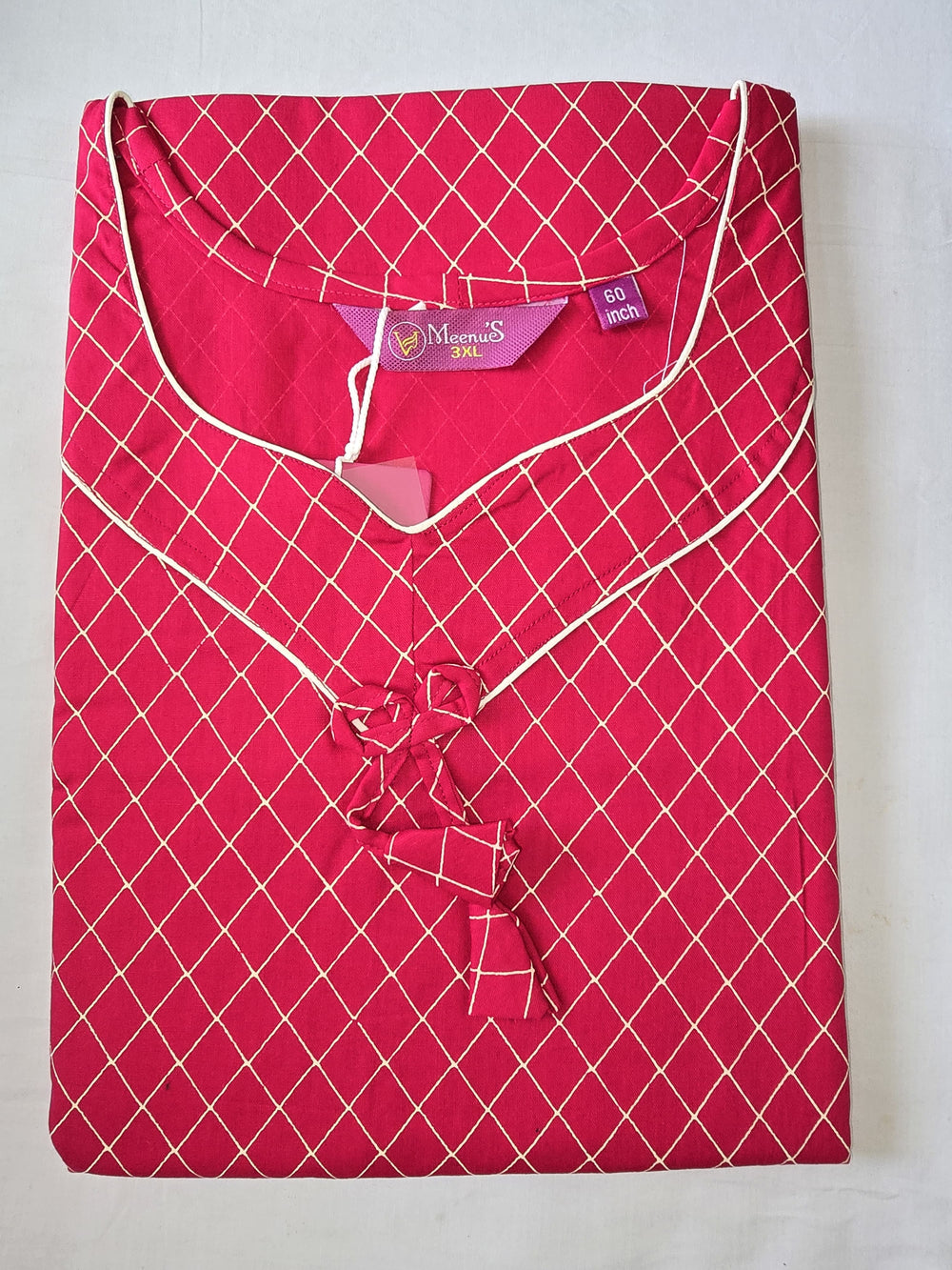 Meenu's Bluestar cotton nighty Pink - 3XL