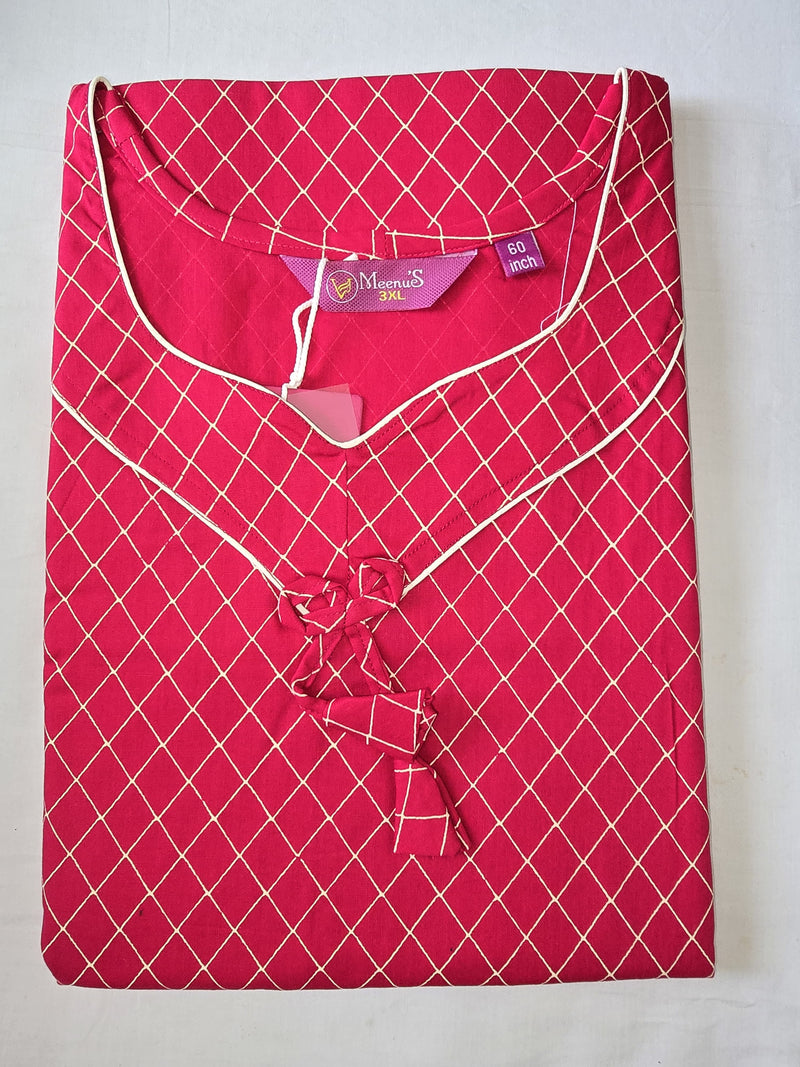 Meenu's Bluestar cotton nighty Pink - 3XL