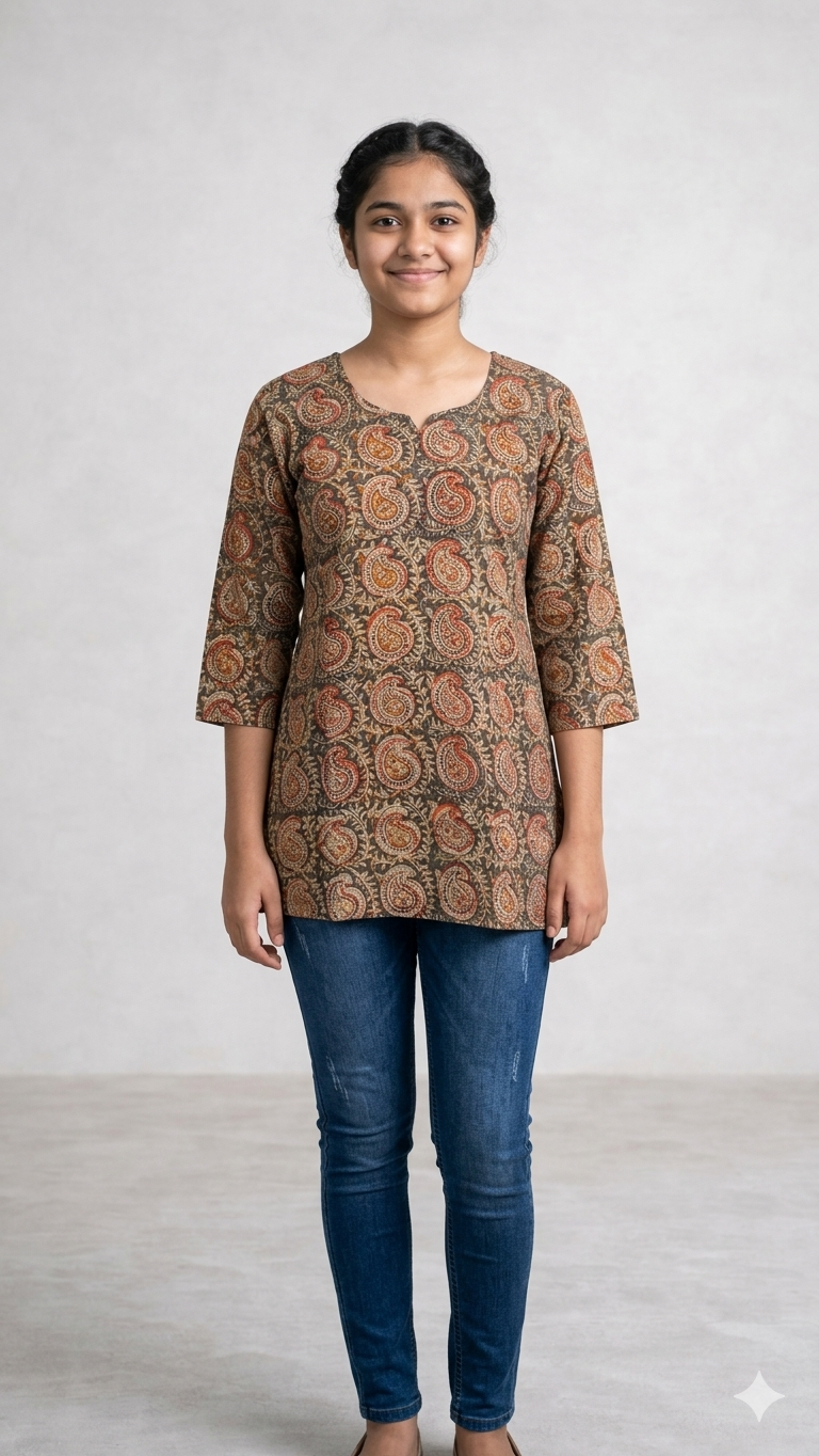 Kalamkari Tunics -  Green and red