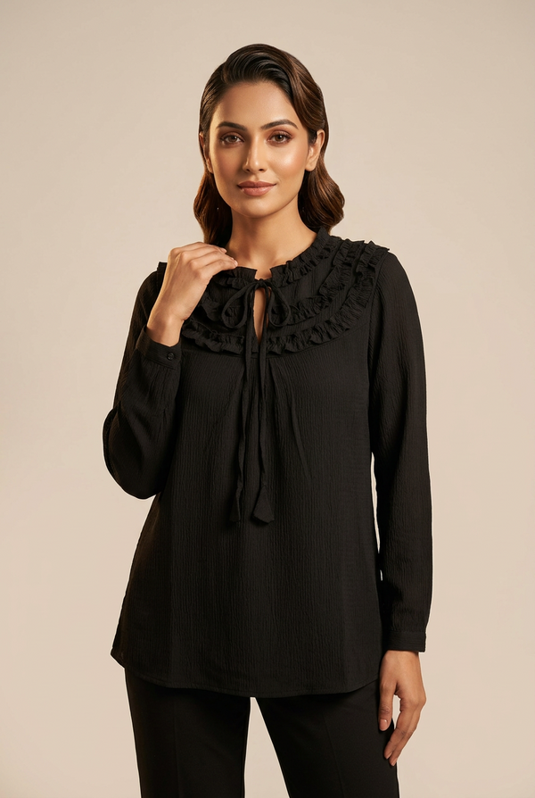 Elegant Black Chiffon Tunics