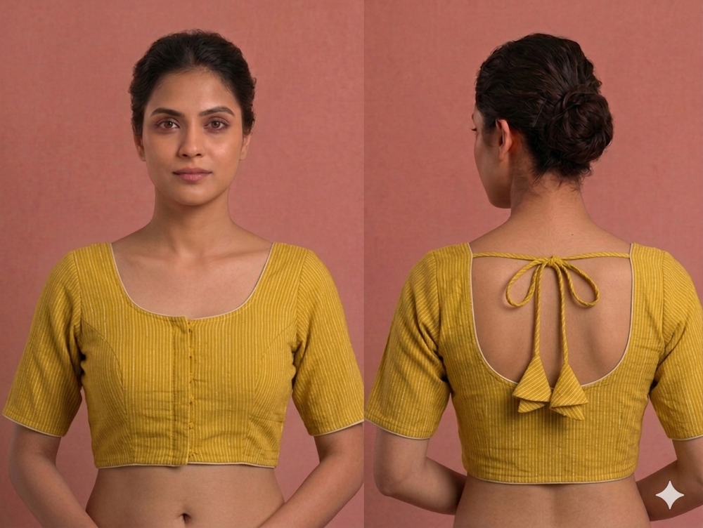 Princess cut Readymade blouse - Liling cotton Mustard