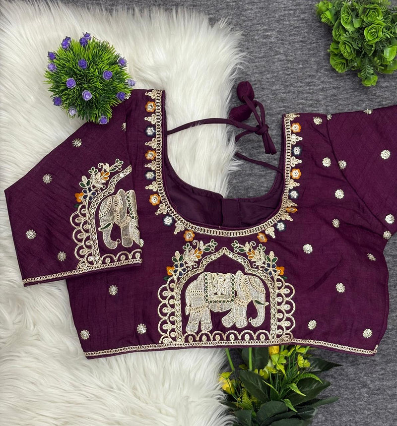 Designer readymade blouse - Wine red