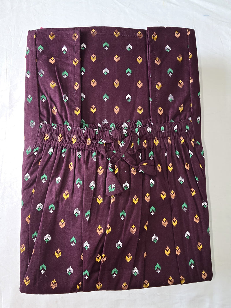 Meenu's Sunflower Cotton nighty Wine L