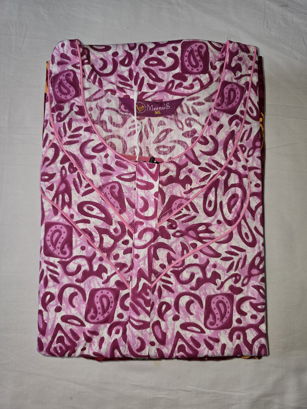 Meenu's Lotus cotton nighty Pink - XL