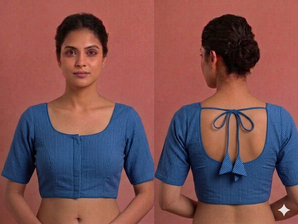 Princess cut Readymade blouse - Liling cotton Blue