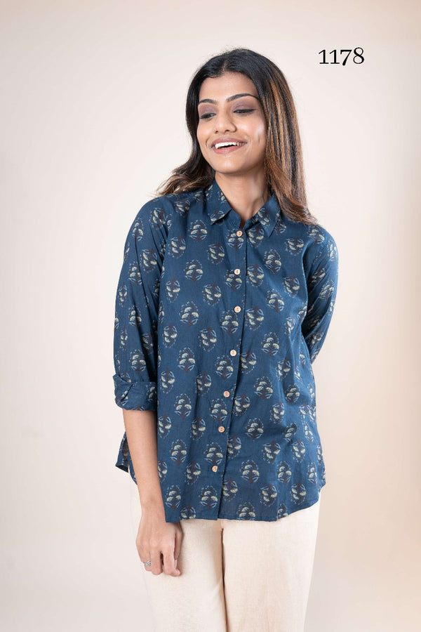 Blue printed Jaipur cotton Shirt