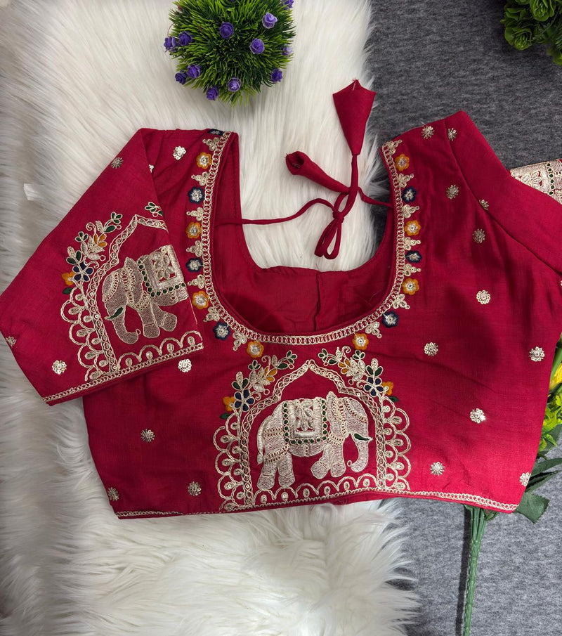 Designer readymade blouse - Red