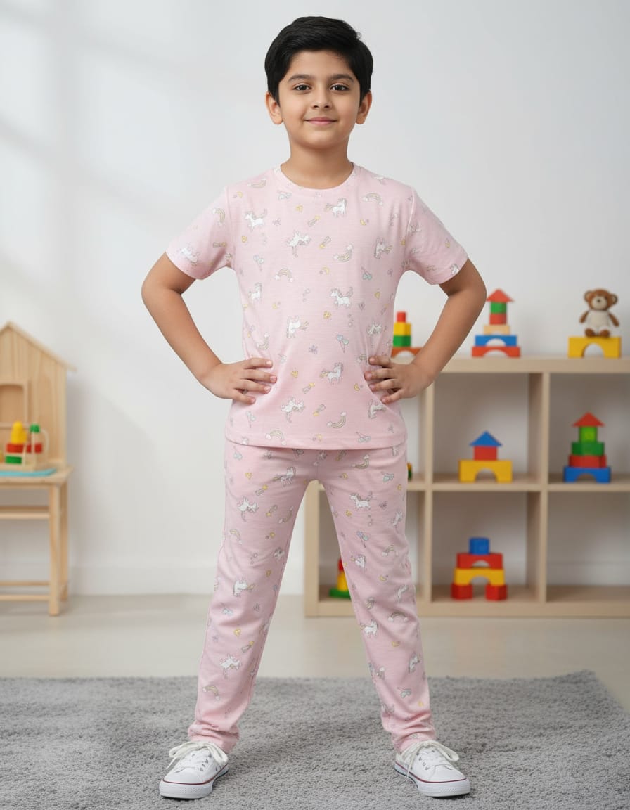 Fine print cool cotton set -  Pink Unicorn