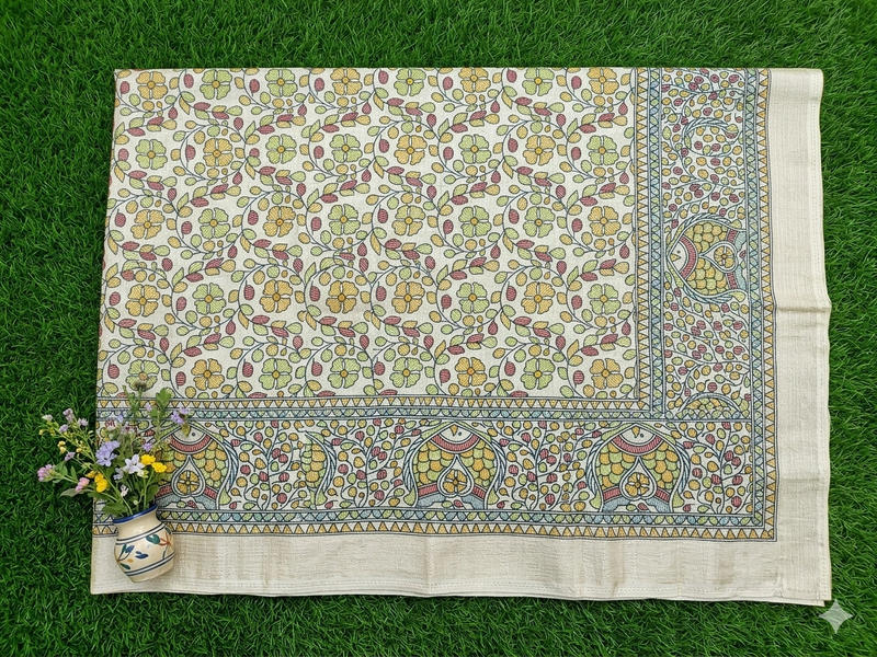 Printed Art silk saree with attached blouse