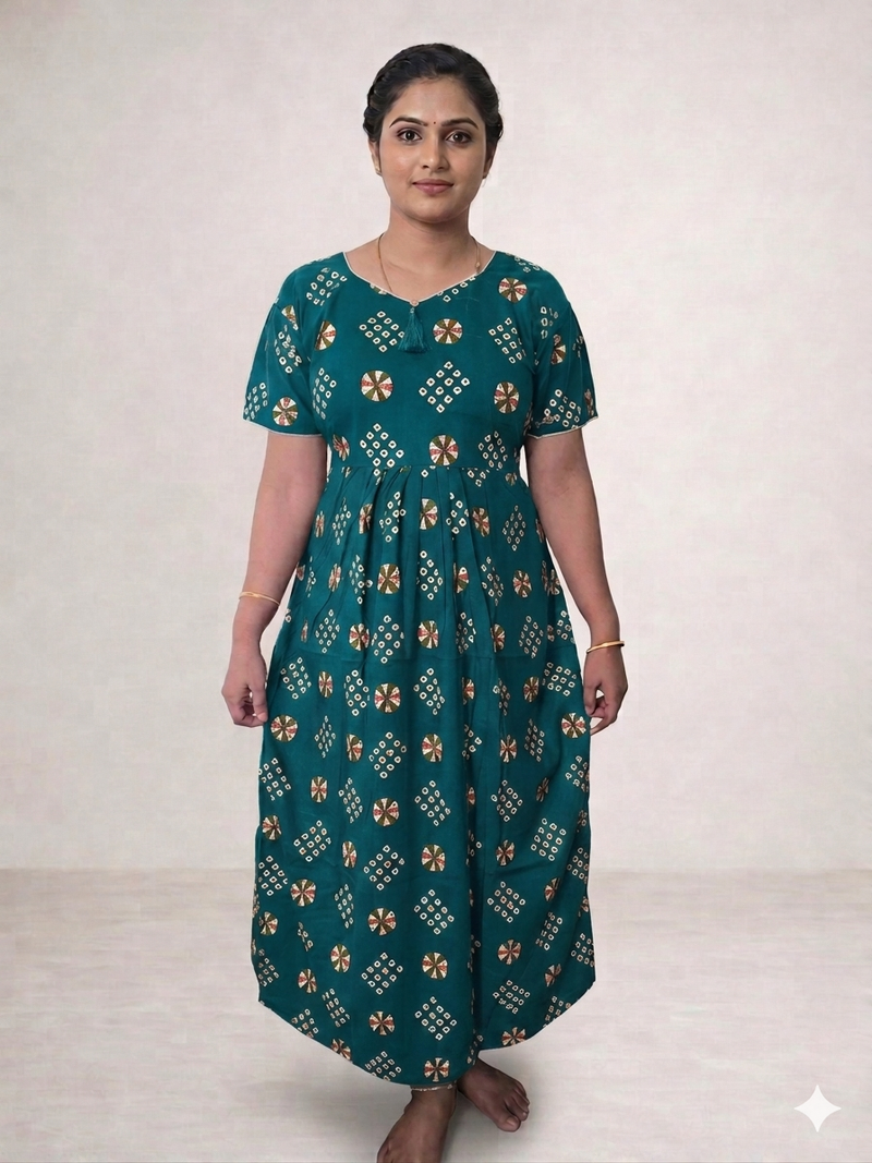Shanthi printed Frock model cotton Nighty