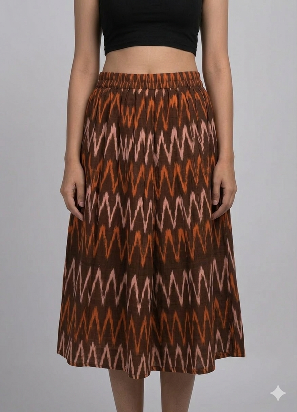 Ikat short skirt - Brown