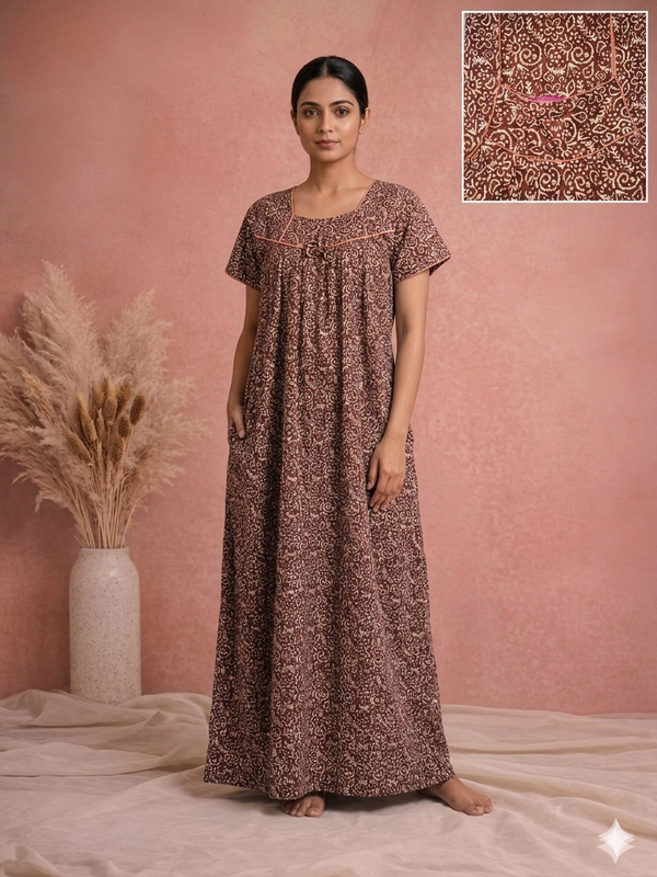 Meenu's Titanic Cotton nighty Rust Orange XXL