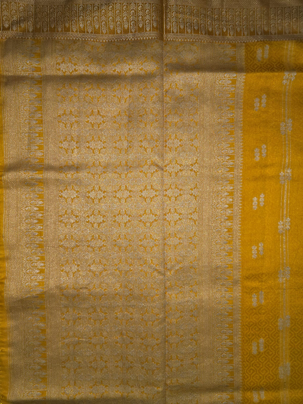 Classic Mustard Semi Tussar Saree with Rich Zari Border