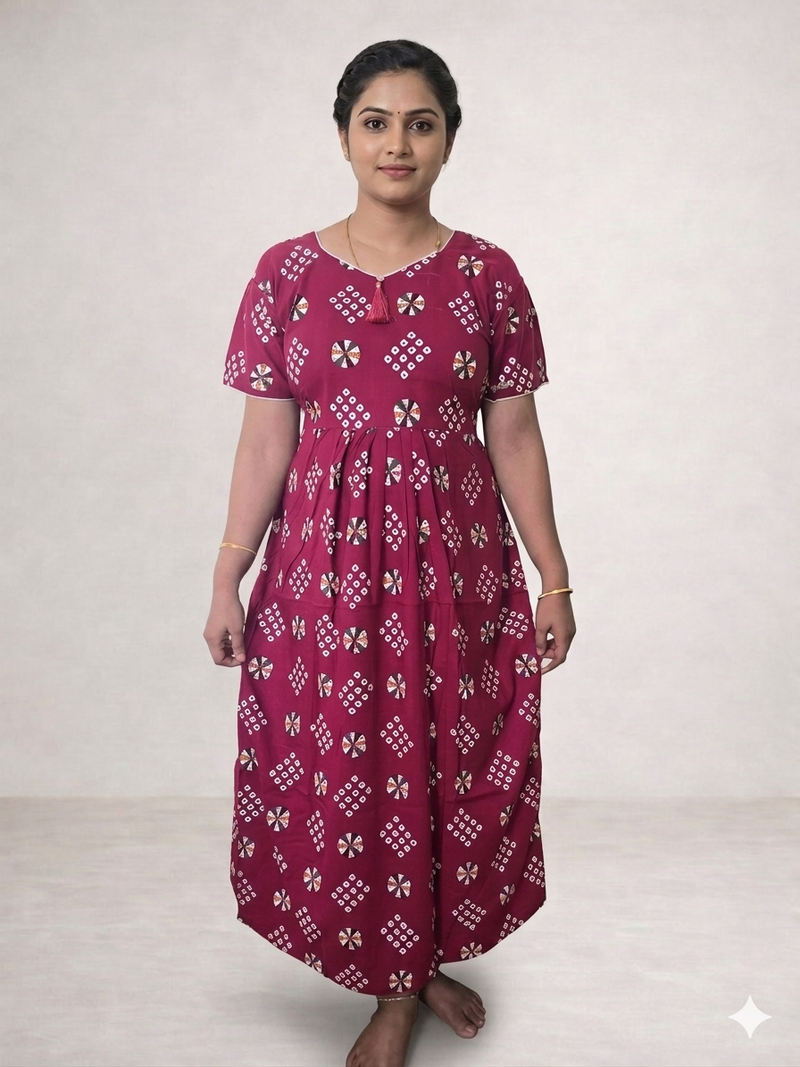 Shanthi printed Frock model cotton Nighty