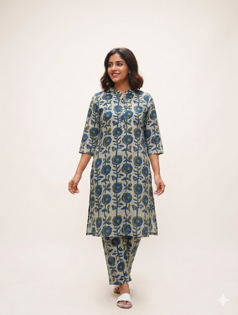 Jaipur Cotton Co-ord Set - Blue