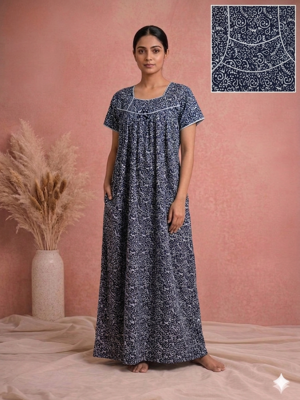 Meenu's Titanic Cotton nighty Dark Blue XXL