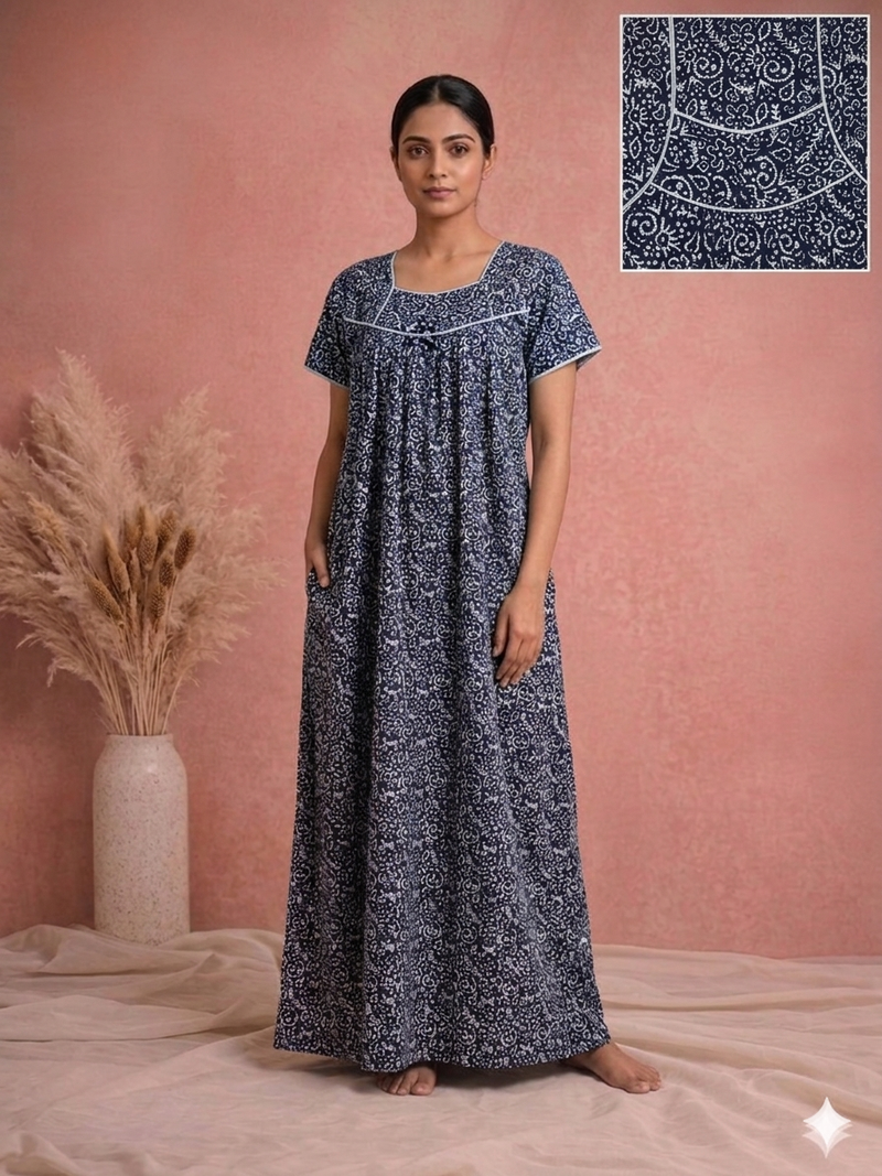 Meenu's Titanic Cotton nighty Dark Blue XXL