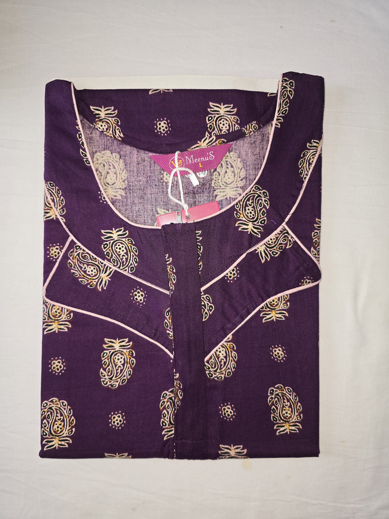 Meenu's Lotus Cotton nighty Purple L