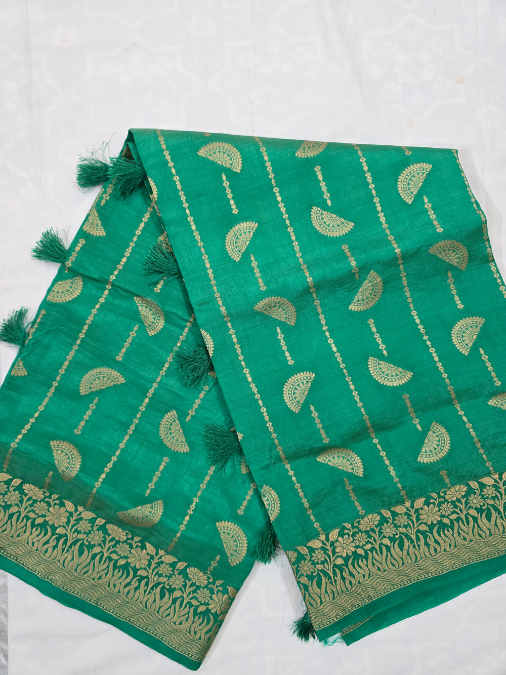 Peacock Teal Semi Tussar Saree | Rich Zari Woven Pallu | Elegant Festive Drape