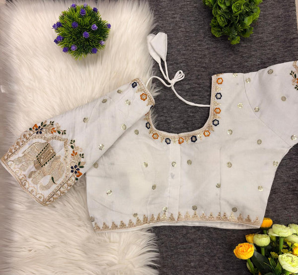 Designer readymade blouse - White