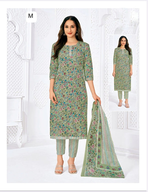 Cotton Salwar Set - Sage Green Floral - M